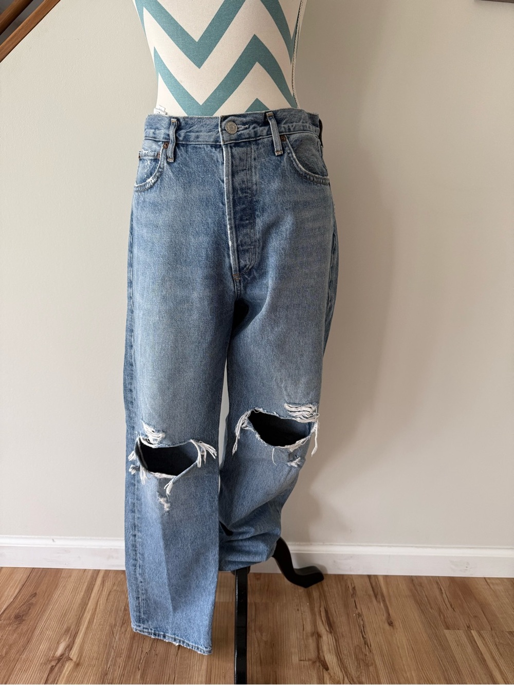 Agolde Light Blue 90’s Pinch Distressed Boyfriend Jeans